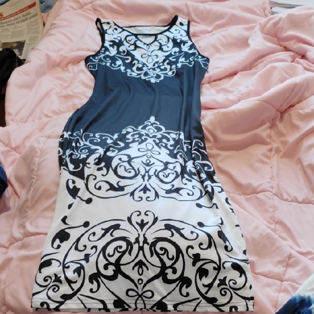 Elegant Black and White Sleeveless Dress